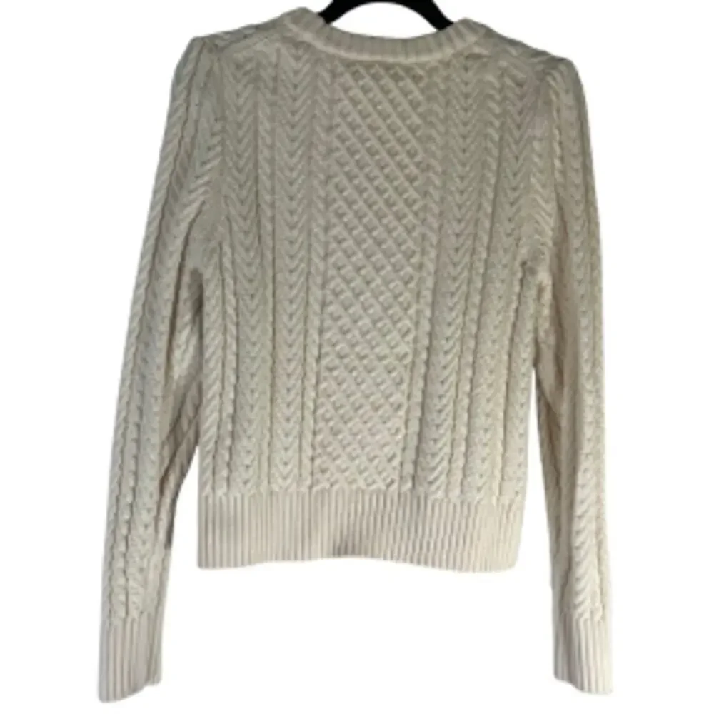 J.Crew Cream Argyle Crew Neck Chunky Knit Sweater Size M